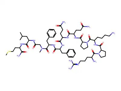 Arg-Pro-Lys-Pro-Gln-Gln-Phe-Phe-Sar-Leu-Met-NH2 structure