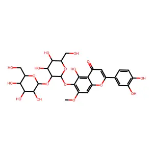 4H-1-Benzopyran-4-one, 2-(3,4-dihydroxyphenyl)-6-((O-beta-D-galactopyranosyl-beta-D-glucopyranosyl)oxy)-5-hydroxy-7-methoxy- structure
