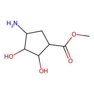 (1S,2R,3S,4R)-methyl 4-amino-2,3-dihydroxycyclopentanecarboxylate structure