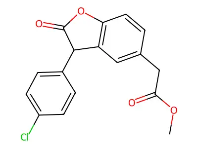 5-Benzofuranacetic acid, 2,3-dihydro-3-(4-chlorophenyl)-2-oxo-, methyl ester structure
