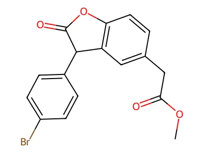 5-Benzofuranacetic acid, 2,3-dihydro-3-(4-bromophenyl)-2-oxo-, methyl ester structure
