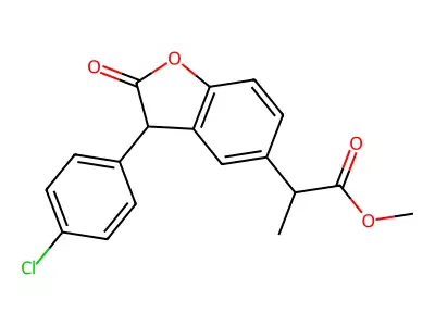 2,3-Dihydro-3-(4-chlorophenyl)-alpha-methyl-2-oxo-5-benzofuranacetic acid methyl ester structure