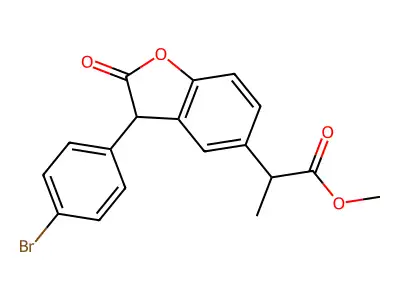 2,3-Dihydro-3-(4-bromophenyl)-alpha-methyl-2-oxo-5-benzofuranacetic acid methyl ester structure