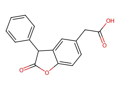 5-Benzofuranacetic acid, 2,3-dihydro-2-oxo-3-phenyl- structure