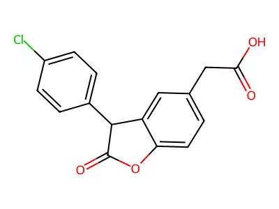 5-Benzofuranacetic acid, 2,3-dihydro-3-(4-chlorophenyl)-2-oxo- structure