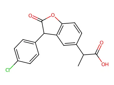 5-Benzofuranacetic acid, 2,3-dihydro-3-(4-chlorophenyl)-alpha-methyl-2-oxo- structure