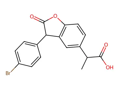 5-Benzofuranacetic acid, 2,3-dihydro-3-(4-bromophenyl)-alpha-methyl-2-oxo- structure