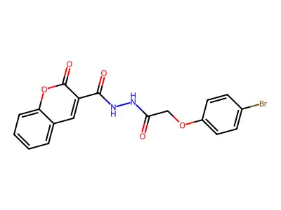 2-Oxo-2H-1-benzopyran-3-carboxylic acid 2-[2-(4-bromophenoxy)acetyl]hydrazide structure