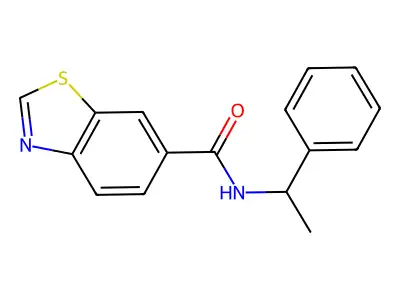 N-(1-phenylethyl)-1,3-benzothiazole-6-carboxamide structure