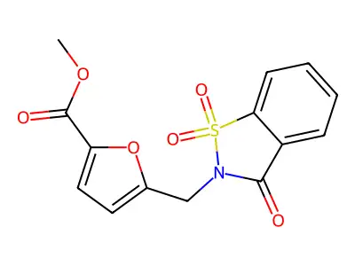 Methyl 5-((1,1-dioxido-3-oxobenzo[d]isothiazol-2(3h)-yl)methyl)furan-2-carboxylate structure