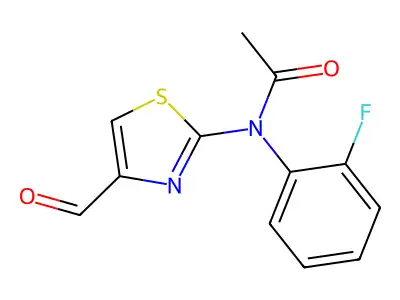 N-(2-fluorophenyl)-N-(4-formyl-1,3-thiazol-2-yl)acetamide structure