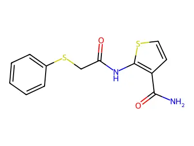 2-(2-(Phenylthio)acetamido)thiophene-3-carboxamide structure