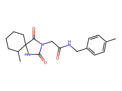 2-(6-methyl-2,4-dioxo-1,3-diazaspiro[4.5]decan-3-yl)-N-(4-methylbenzyl)acetamide structure