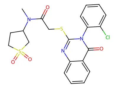 2-[3-(2-chlorophenyl)-4-oxoquinazolin-2-yl]sulfanyl-N-(1,1-dioxothiolan-3-yl)-N-methylacetamide structure