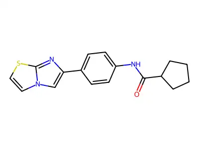 N-(4-(imidazo[2,1-b]thiazol-6-yl)phenyl)cyclopentanecarboxamide structure