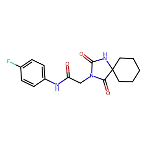 2-(2,4-dioxo-1,3-diazaspiro[4.5]dec-3-yl)-N-(4-fluorophenyl)acetamide structure