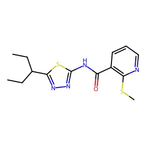 2-(Methylthio)-N-(5-(pentan-3-yl)-1,3,4-thiadiazol-2-yl)nicotinamide structure