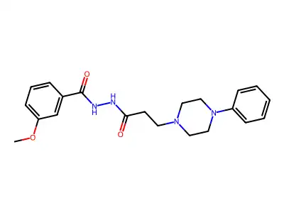 3-methoxy-N'-[3-(4-phenylpiperazin-1-yl)propanoyl]benzohydrazide structure