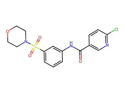 6-chloro-N-[3-(morpholine-4-sulfonyl)phenyl]pyridine-3-carboxamide structure