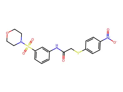 N-(3-morpholin-4-ylsulfonylphenyl)-2-(4-nitrophenyl)sulfanylacetamide structure