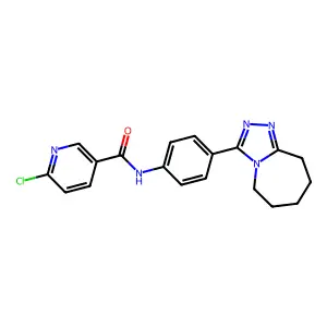 6-chloro-N-(4-{5H,6H,7H,8H,9H-[1,2,4]triazolo[4,3-a]azepin-3-yl}phenyl)pyridine-3-carboxamide structure
