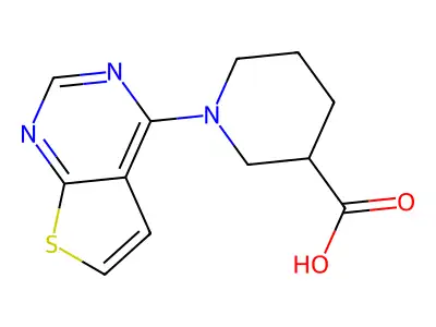 1-{Thieno[2,3-d]pyrimidin-4-yl}piperidine-3-carboxylic acid structure