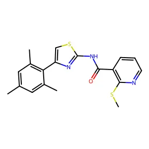 N-(4-Mesitylthiazol-2-yl)-2-(methylthio)nicotinamide structure