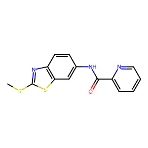 N-(2-methylsulfanyl-1,3-benzothiazol-6-yl)pyridine-2-carboxamide structure