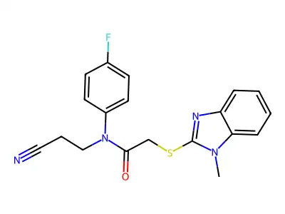 N-(2-Cyanoethyl)-N-(4-fluorophenyl)-2-[(1-methyl-1H-benzimidazol-2-yl)thio]acetamide structure