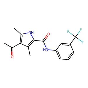 4-acetyl-3,5-dimethyl-N-[3-(trifluoromethyl)phenyl]-1H-pyrrole-2-carboxamide structure