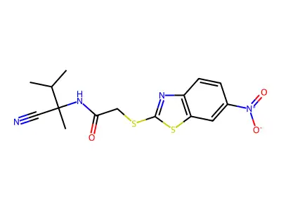 N-(2-Cyano-3-methylbutan-2-yl)-2-((6-nitrobenzo[d]thiazol-2-yl)thio)acetamide structure