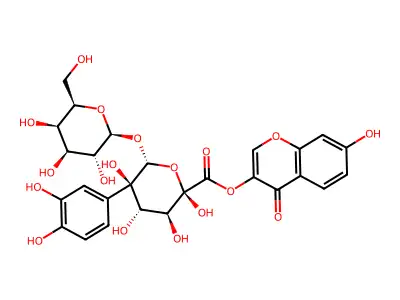 (7-hydroxy-4-oxochromen-3-yl) (2S,3S,4S,5R,6R)-5-(3,4-dihydroxyphenyl)-2,3,4,5-tetrahydroxy-6-[(2S,3R,4S,5R,6R)-3,4,5-trihydroxy-6-(hydroxymethyl)oxan-2-yl]oxyoxane-2-carboxylate structure