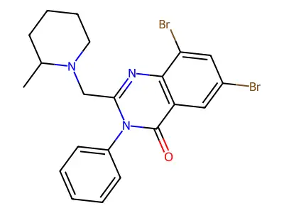 4(3H)-Quinazolinone, 6,8-dibromo-2-((2-methyl-1-piperidinyl)methyl)-3-phenyl- structure