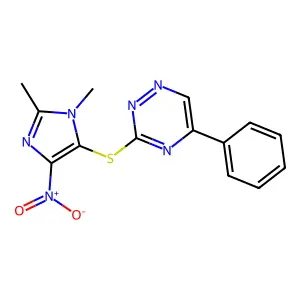 3-[(1,2-Dimethyl-4-nitro-1H-imidazol-5-yl)sulfanyl]-5-phenyl-1,2,4-triazine structure