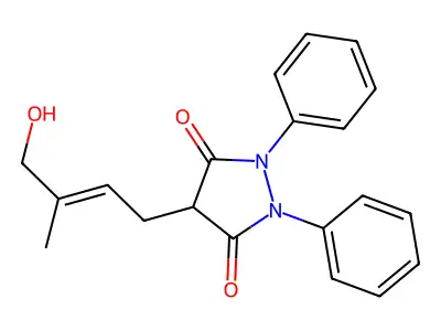 4-(4-Hydroxy-3-methylbut-2-enyl)-1,2-diphenylpyrazolidine-3,5-dione structure