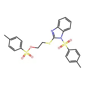 2-[1-(4-methylphenyl)sulfonylbenzimidazol-2-yl]sulfanylethyl 4-methylbenzenesulfonate structure