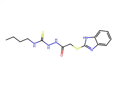 2-{[(1H-Benzimidazol-2-yl)sulfanyl]acetyl}-N-butylhydrazine-1-carbothioamide structure