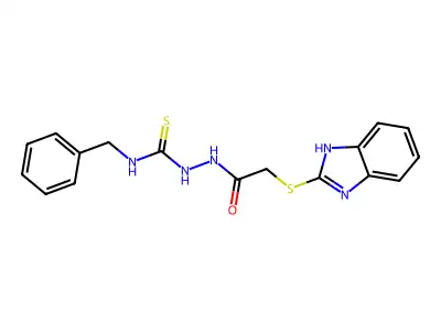 2-{[(1H-Benzimidazol-2-yl)sulfanyl]acetyl}-N-benzylhydrazine-1-carbothioamide structure