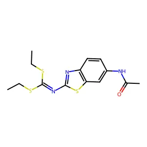 N-[2-[bis(ethylsulfanyl)methylideneamino]-1,3-benzothiazol-6-yl]acetamide structure