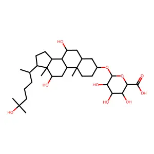 7,12,25-Trihydroxycholestan-3-yl hexopyranosiduronic acid structure