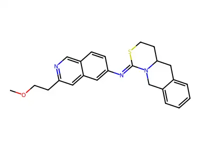 5-Isoquinolinamine, 3-(2-methoxyethyl)-N-(4,4a,5,10-tetrahydro-1H,3H-(1,3)thiazino(3,4-b)isoquinolin-1-ylidene)-, (+-)- structure