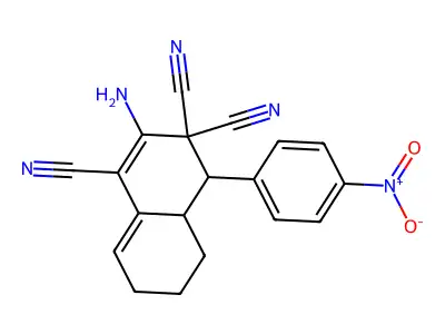 2-amino-4-(4-nitrophenyl)-4a,5,6,7-tetrahydro-4H-naphthalene-1,3,3-tricarbonitrile structure