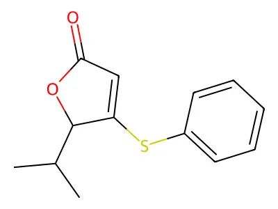 3-phenylsulfanyl-2-propan-2-yl-2H-furan-5-one structure