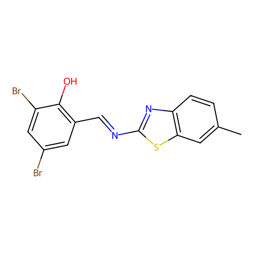 2,4-Dibromo-6-[(6-methyl-1,3-benzothiazol-2-yl)iminomethyl]phenol structure
