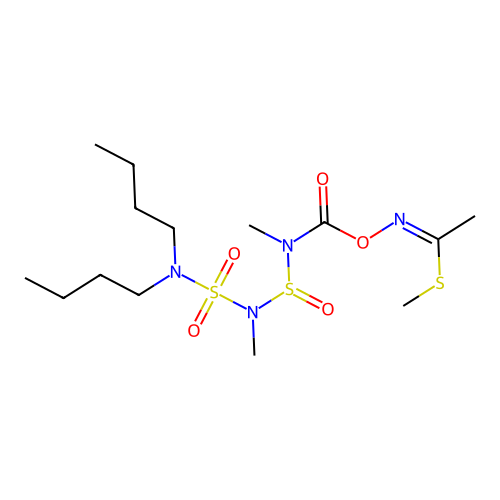 Ethanimidothioic acid, N-(((((((dibutylamino)sulfonyl)methylamino)sulfinyl)methylamino)carbonyl)oxy)-, methyl ester structure