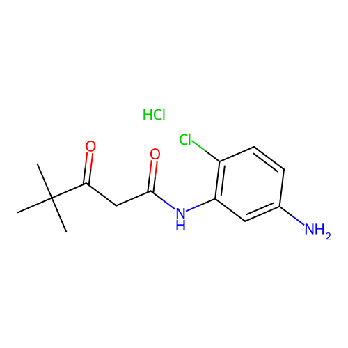 N-(5-amino-2-chlorophenyl)-4,4-dimethyl-3-oxopentanamide;hydrochloride structure