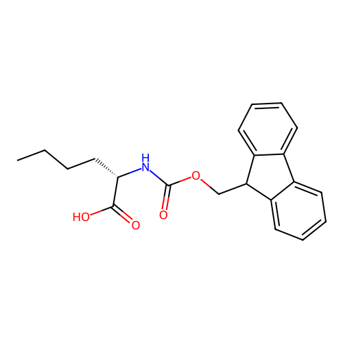(2S)-2-((((9H-fluoren-9-yl)methoxy)carbonyl)amino)hexanoic acid structure