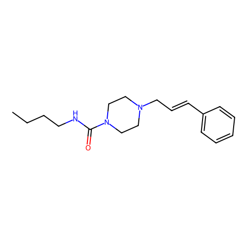 N-butyl-4-[(E)-3-phenylprop-2-enyl]piperazine-1-carboxamide structure
