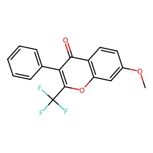 7-methoxy-3-phenyl-2-(trifluoromethyl)-4H-chromen-4-one structure
