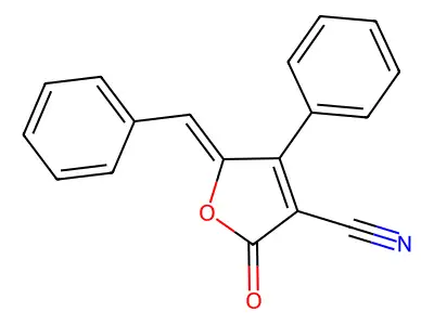 2,5-Dihydro-2-oxo-4-phenyl-5-(phenylmethylene)-3-furancarbonitrile structure